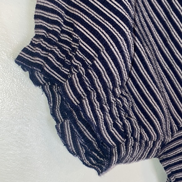 Texture & Thread Madewell Stripe Peasant Visit Top Deep Navy Ellis Stripe- Sz M - Picture 6 of 10